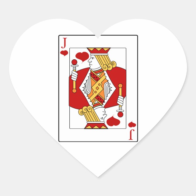Jack of Hearts Playing Card Heart Sticker (Front)