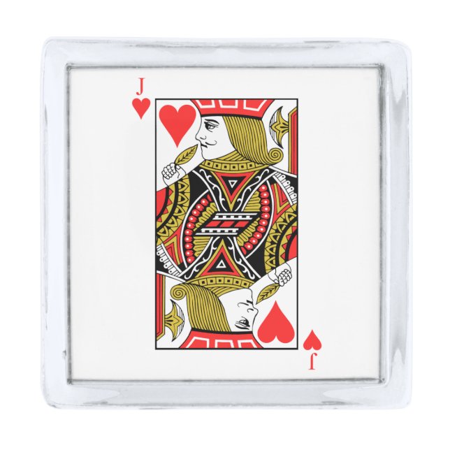 Jack of Hearts Silver Finish Lapel Pin (Front)