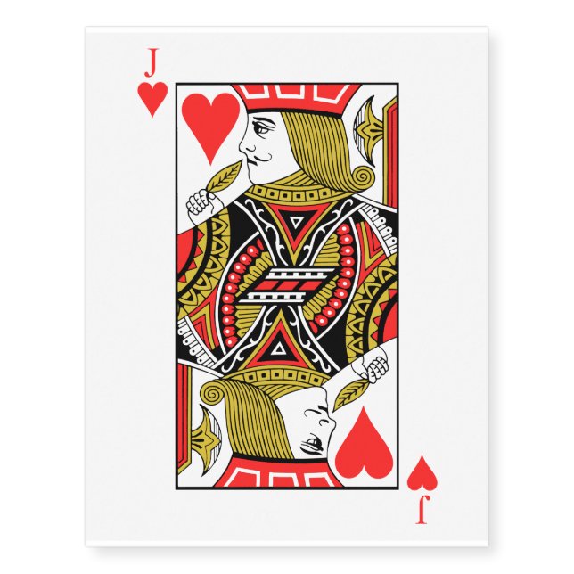 Jack of Hearts Temporary Tattoos (Front)