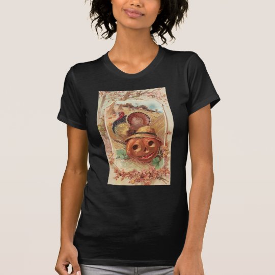 Jack O'Lantern and Turkey Vintage Thanksgiving T-Shirt