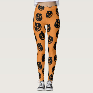 Jack O'Lantern Confetti Leggings Black/Orange