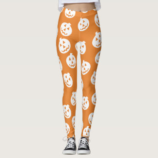 Jack O'Lantern Confetti Leggings White/Orange
