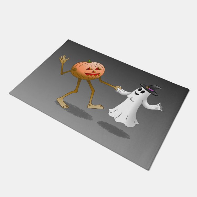 Jack O'lantern dancing with the ghost Doormat (Angled)