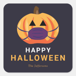 Jack o'lantern Face Mask Happy Halloween Cute Square Sticker