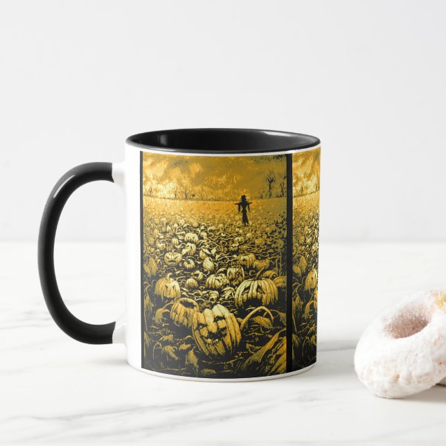 Jack O'Lantern Graveyard Mug (With Donut)