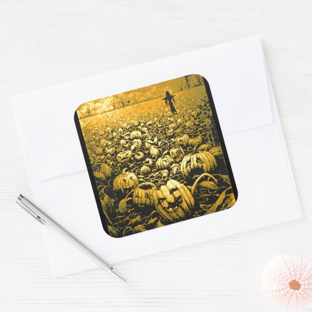 Jack O'Lantern Graveyard Square Sticker (Envelope)