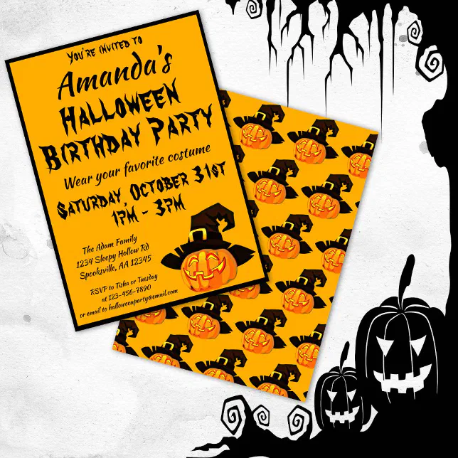 Jack O'Lantern Halloween Birthday Party Invitation | Zazzle