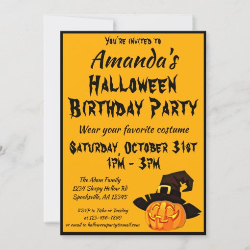 Jack O'Lantern Halloween Birthday Party Invitation | Zazzle