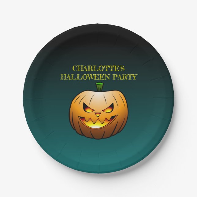 Jack o'lantern Halloween Paper Plates (Front)