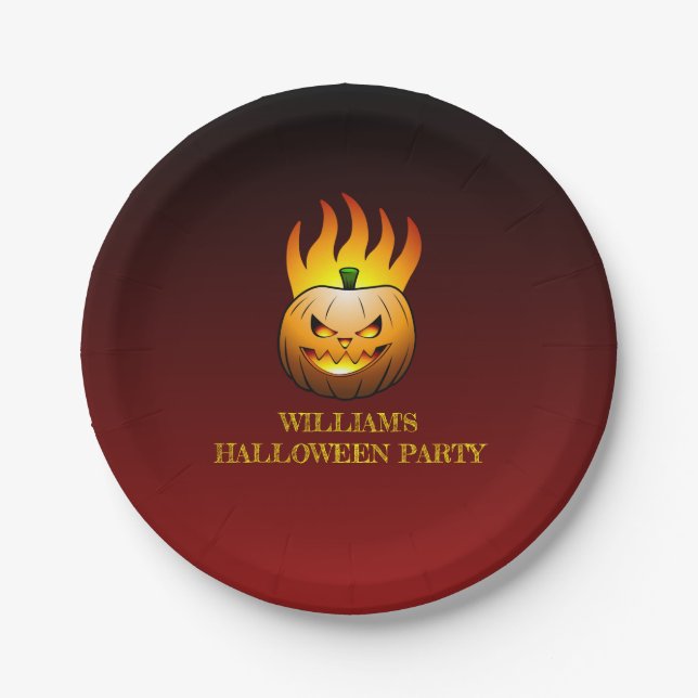 Jack o'lantern Halloween Paper Plates (Front)