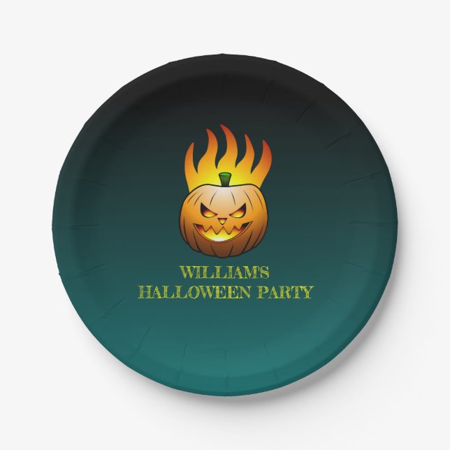 Jack o'lantern Halloween Paper Plates (Front)