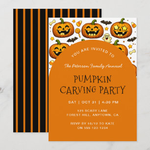 Jack O'lantern Halloween Pumpkin Carving Party Invitation