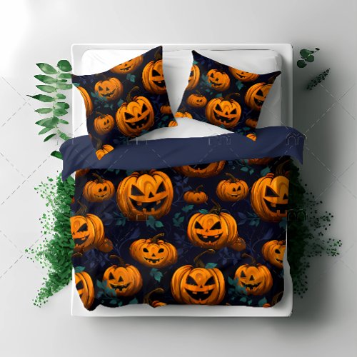 Jack OLantern Halloween Pumpkin Dark pattern  Duvet Cover
