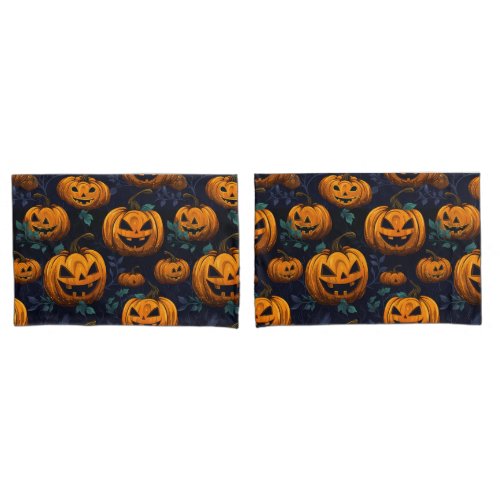 Jack OLantern Halloween Pumpkin Dark pattern  Pillow Case