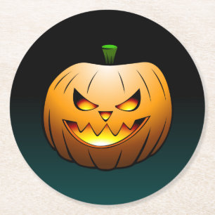 Jack O'lantern Halloween Pumpkin Round Paper Coaster