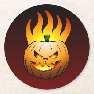 Jack O'lantern Halloween Pumpkin Round Paper Coaster