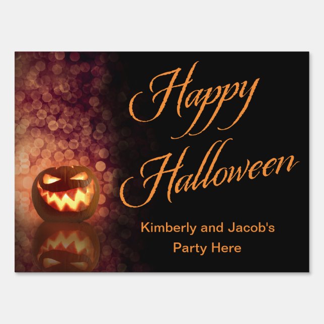 Jack O'Lantern Hallowen Party Template  Sign (Front)