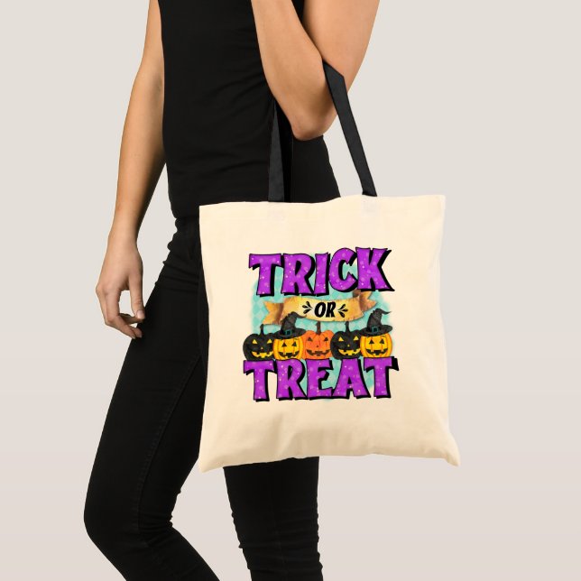 Jack o'Lantern Kid's Purple Trick or Treat  Tote Bag (Front (Product))