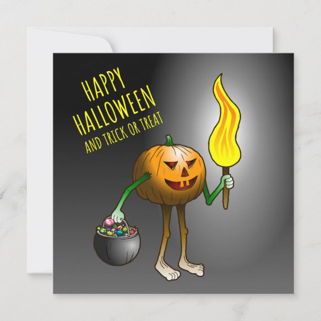 Jack O'lantern out to trick or treat Card (Front)