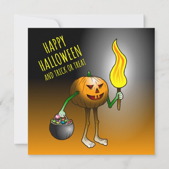 Jack O'lantern out to trick or treat Card (Front)