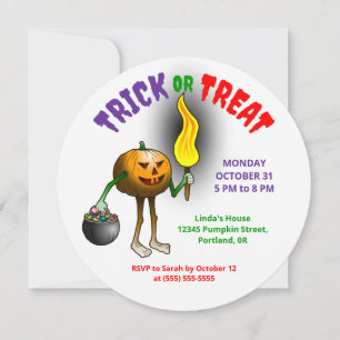 Jack O'lantern out to trick or treat Invitation