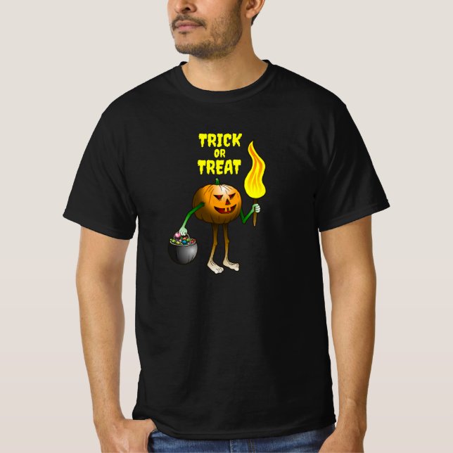 Jack O'lantern out to trick or treat  T-Shirt (Front)