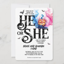 Jack O'Lantern Pink Blue Halloween Gender Reveal  Invitation