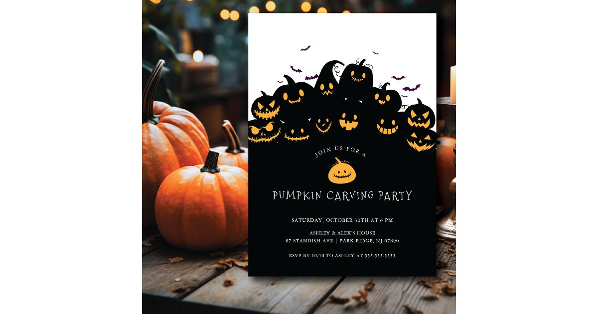 Jack O'Lantern Pumpkin Carving Invitation | Zazzle
