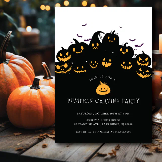 Jack O'Lantern Pumpkin Carving Invitation | Zazzle
