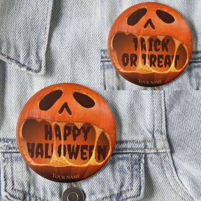 Jack o'lantern pumpkin Happy Halloween  Button (Creator Uploaded)