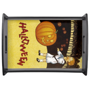 Jack o'Lantern Pumpkin Patch Halloween Serving Tray