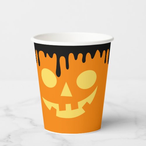 Jack oLantern Smile Dripping Black Orange Hallowen Paper Cups
