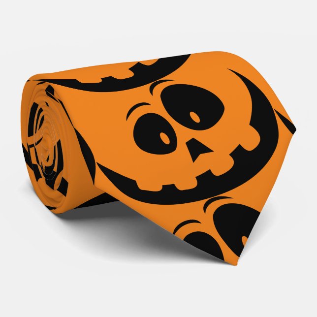 Jack O'lantern Smile Thunder_Cove Neck Tie (Rolled)