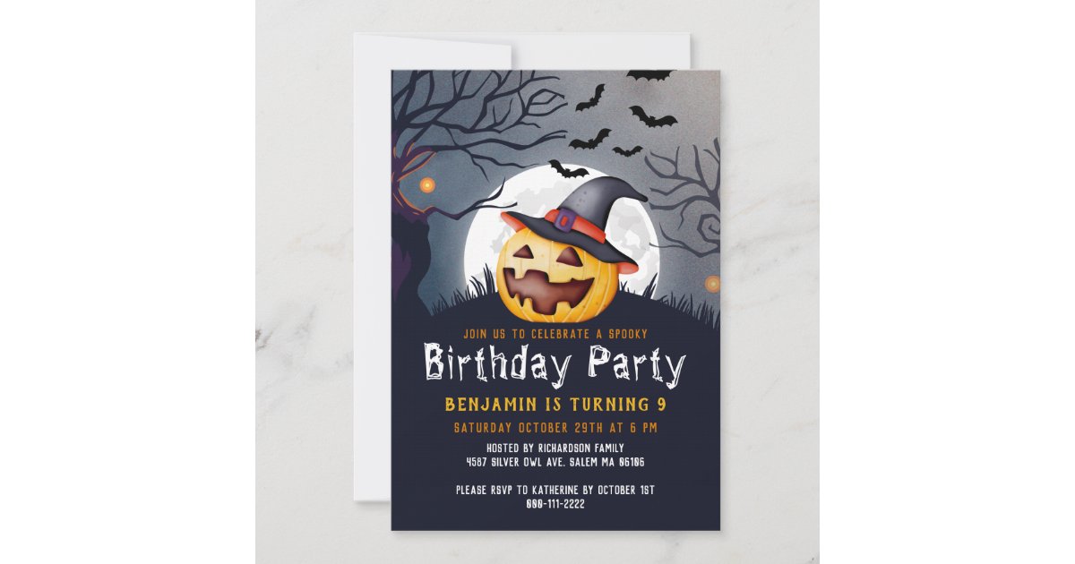 Jack O'Lantern Spooky Halloween Birthday Party Invitation | Zazzle