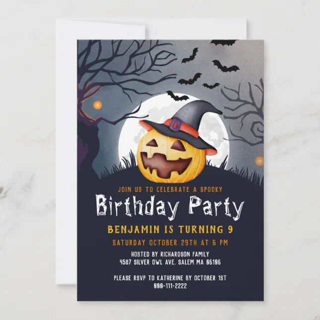 Jack O'Lantern Spooky Halloween Birthday Party Invitation | Zazzle