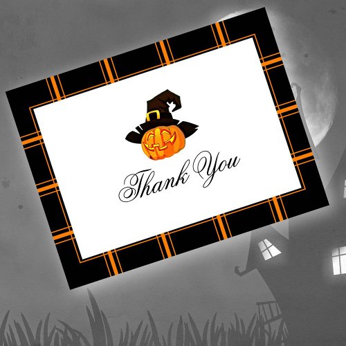 Jack OLantern Thank You Halloween BlackOrange Postcard