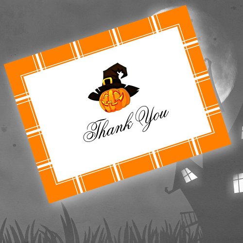 Jack OLantern Thank You Halloween Orange Postcard