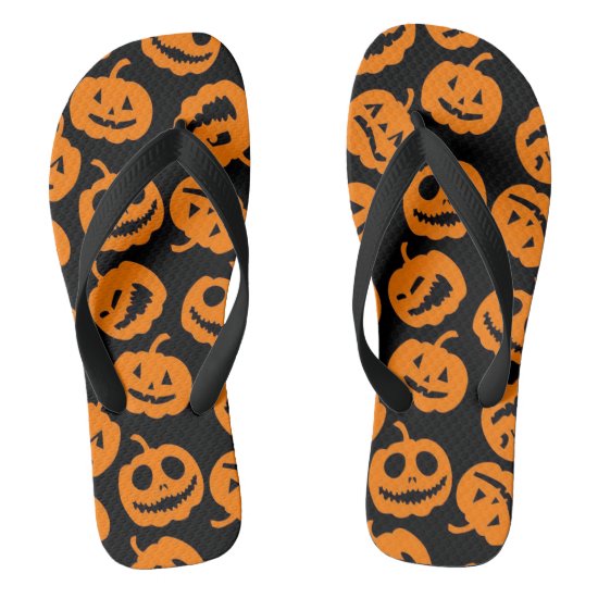 Jack O'Lantern | Trick Treat Halloween Pumpkin Flip Flops