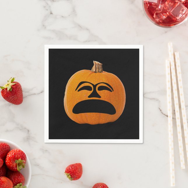 Jack O'Lantern Unhappy Face Halloween Paper Napkins (Insitu)