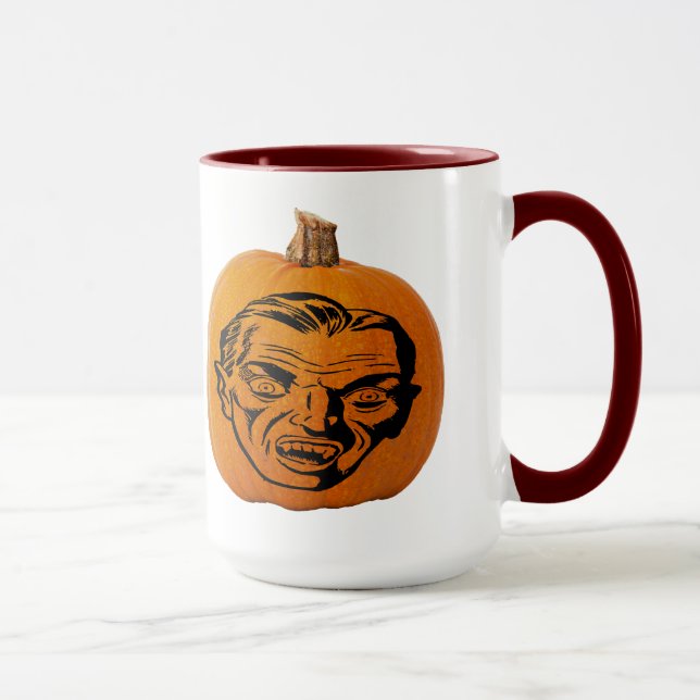 Jack O'Lantern Vampire Face Halloween Pumpkin Mug (Right)