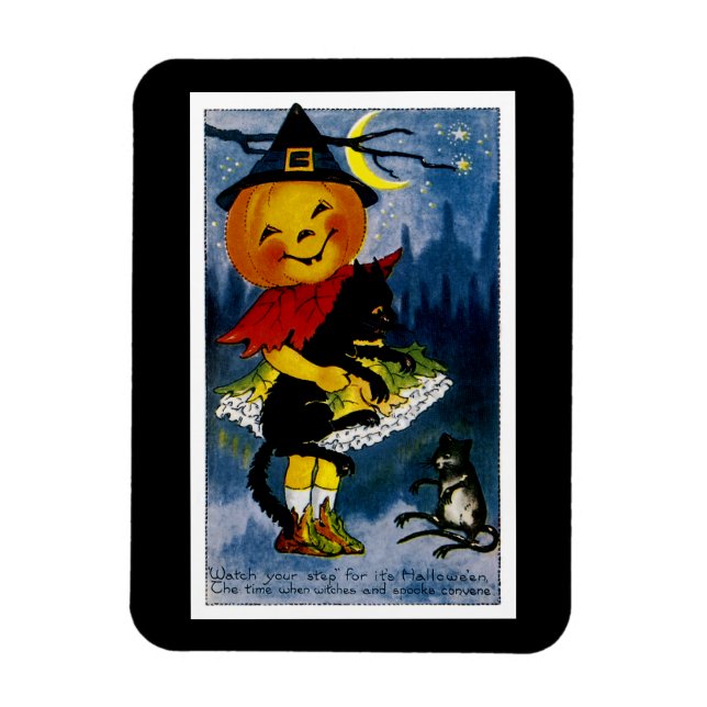 Jack o'Lantern Witch Magnet (Vertical)