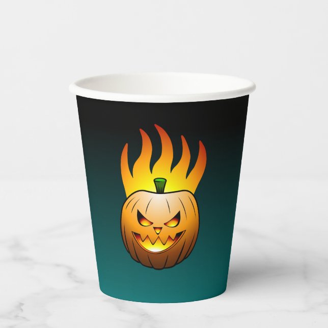 Jack o'lantern with Bats and Spiders Paper Cups (Front)