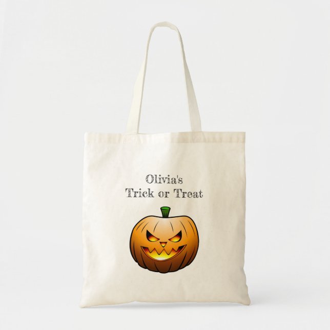 Jack O'lantern with lit flame Tote Bag (Front)
