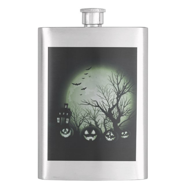 Jack O'Lanterns At Night Flask (Front)