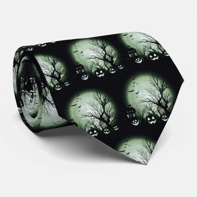 Jack O'Lanterns At Night Neck Tie (Rolled)