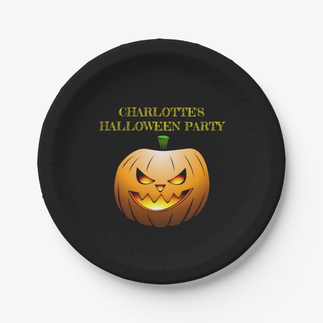Jack  O'lanterns Halloween Night Paper Plates (Front)