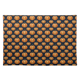 Jack O'Lanterns on Black Cloth Placemat