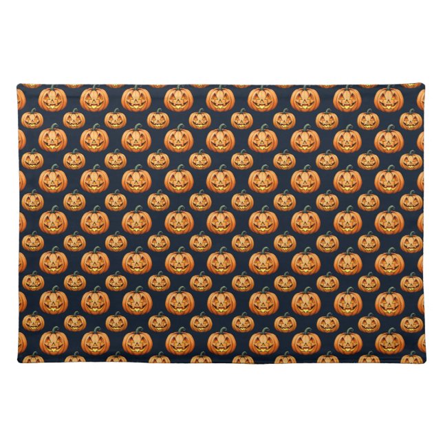 Jack O'Lanterns on Black Cloth Placemat (Front)