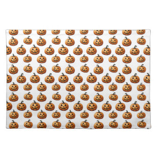 Jack O'Lanterns on White Cloth Placemat
