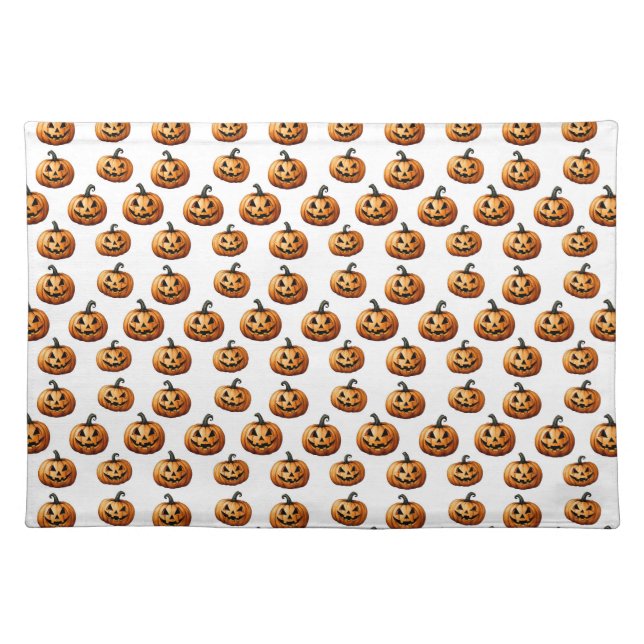 Jack O'Lanterns on White Cloth Placemat (Front)